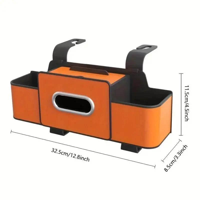 Car Seat Backrest Organizer with Tissue Holder and Adjustable Hooks - Double-Layer Storage Space for Snacks/Drinks, Durable ABS Storage Box Easy to Install, Compact Design Suitable for All Vehicles, Car Organization, High-Quality Resin, Road Travelers