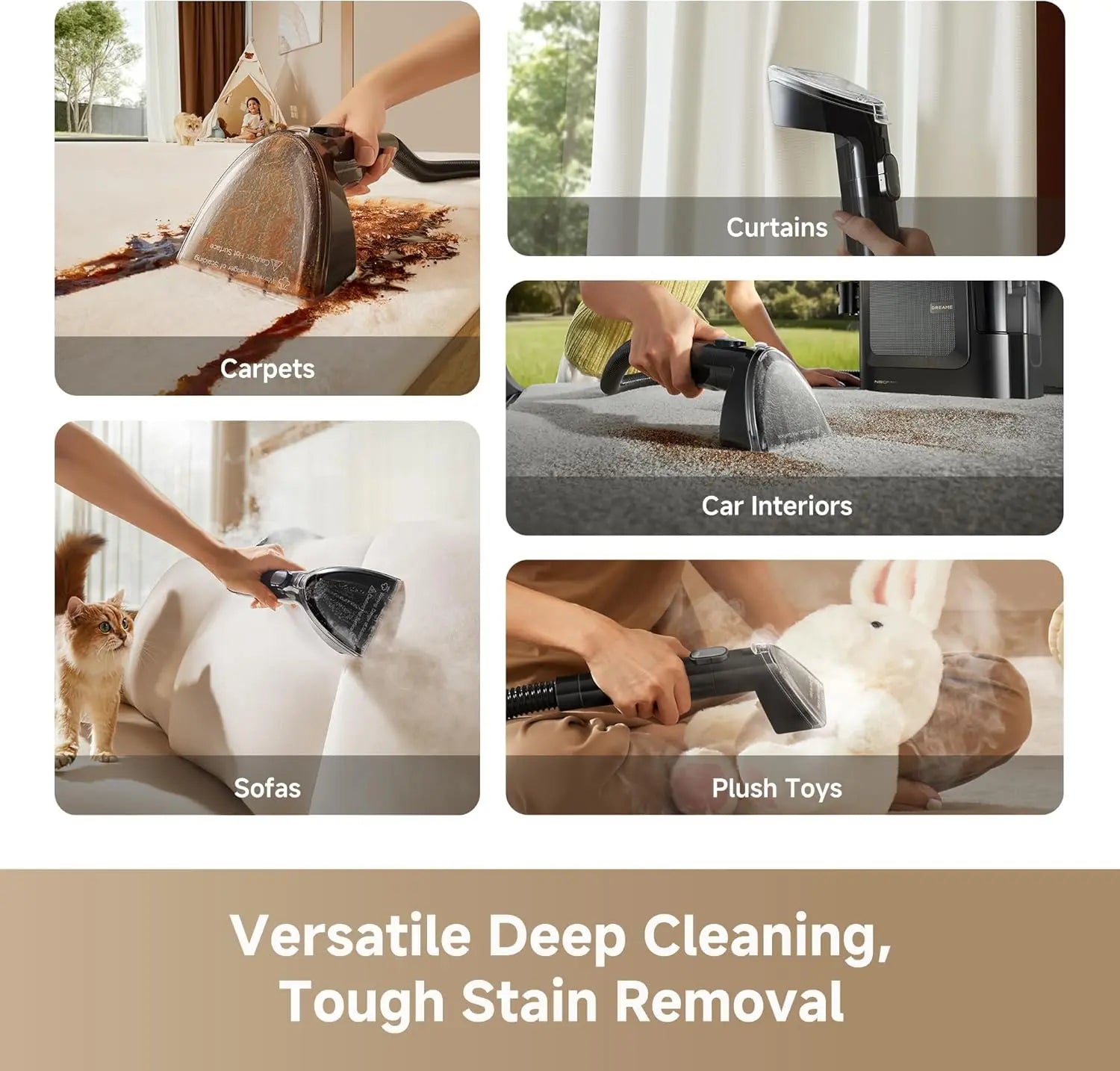 【New Arrival】Dreame N20 Steam Portable Carpet Cleaner with Steam & Hot Water Wash, Upholstery Cleaner Machine with Auto-Mix Solution, 17Kpa Powerful Suction, Spot Cleaner for Carpet, Couch, Furniture, Pets, Cars