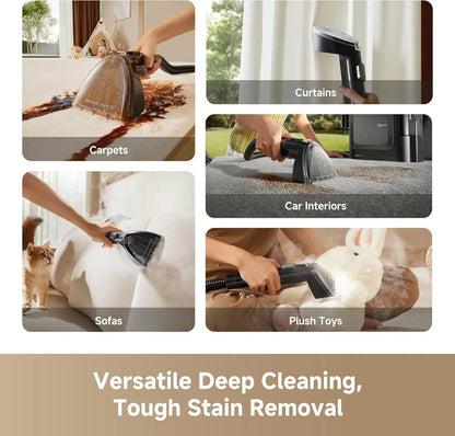 【New Arrival】Dreame N20 Steam Portable Carpet Cleaner with Steam & Hot Water Wash, Upholstery Cleaner Machine with Auto-Mix Solution, 17Kpa Powerful Suction, Spot Cleaner for Carpet, Couch, Furniture, Pets, Cars